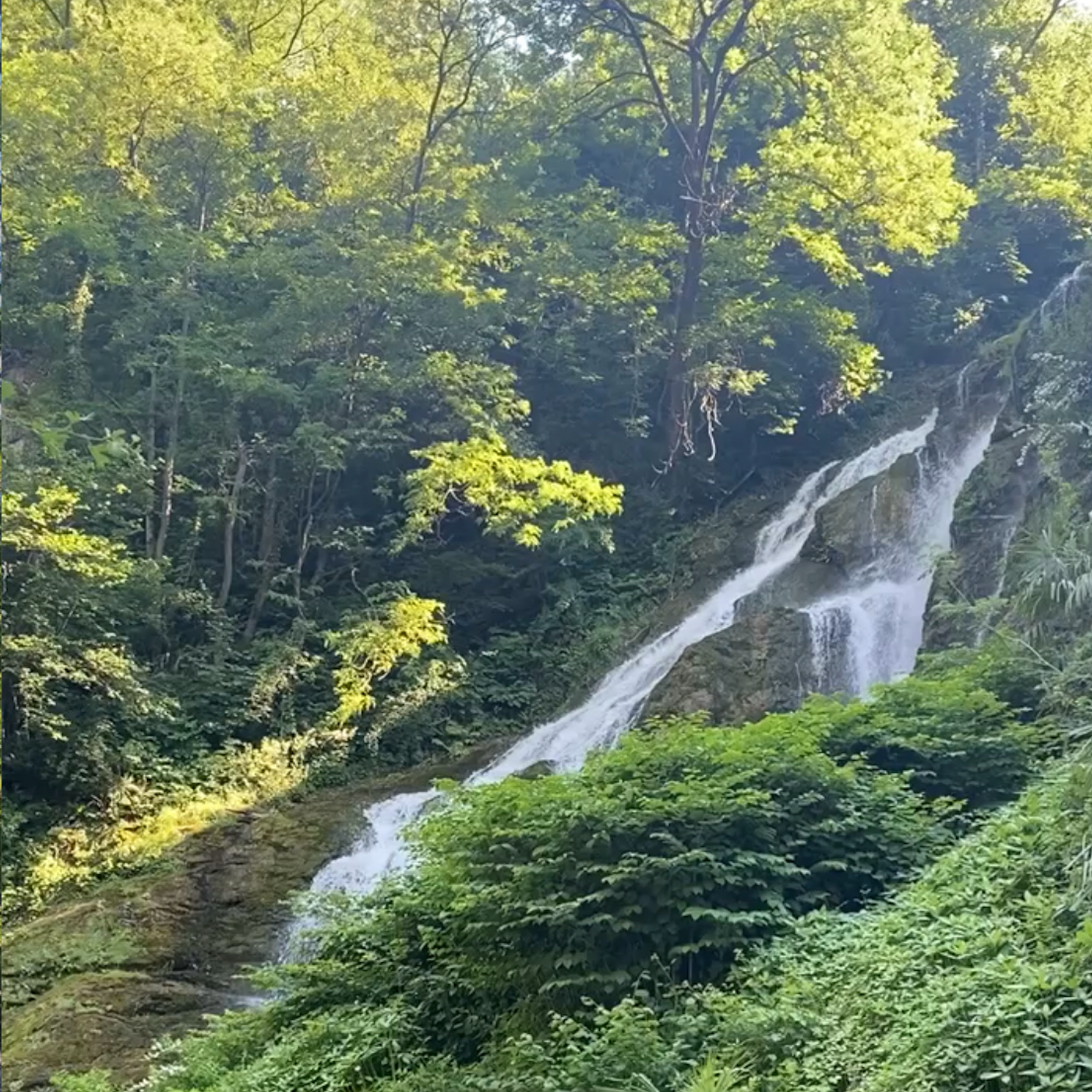 waterfall in scissormaking town of Premana